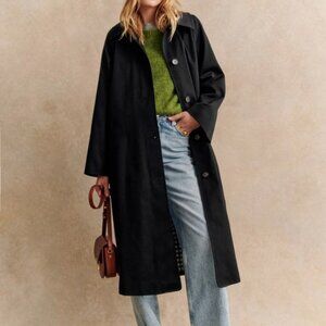 Minimalist Boxy Oversize Trench Over Coat sz L- Black